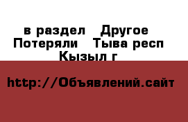  в раздел : Другое » Потеряли . Тыва респ.,Кызыл г.